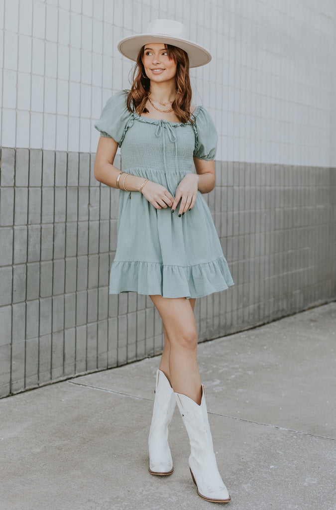 Destiny Smocked Mini Dress - BluePeppermint Boutique