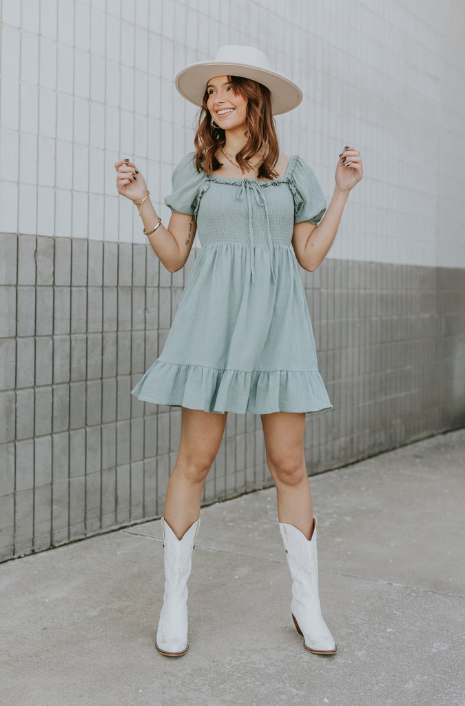 Destiny Smocked Mini Dress - BluePeppermint Boutique