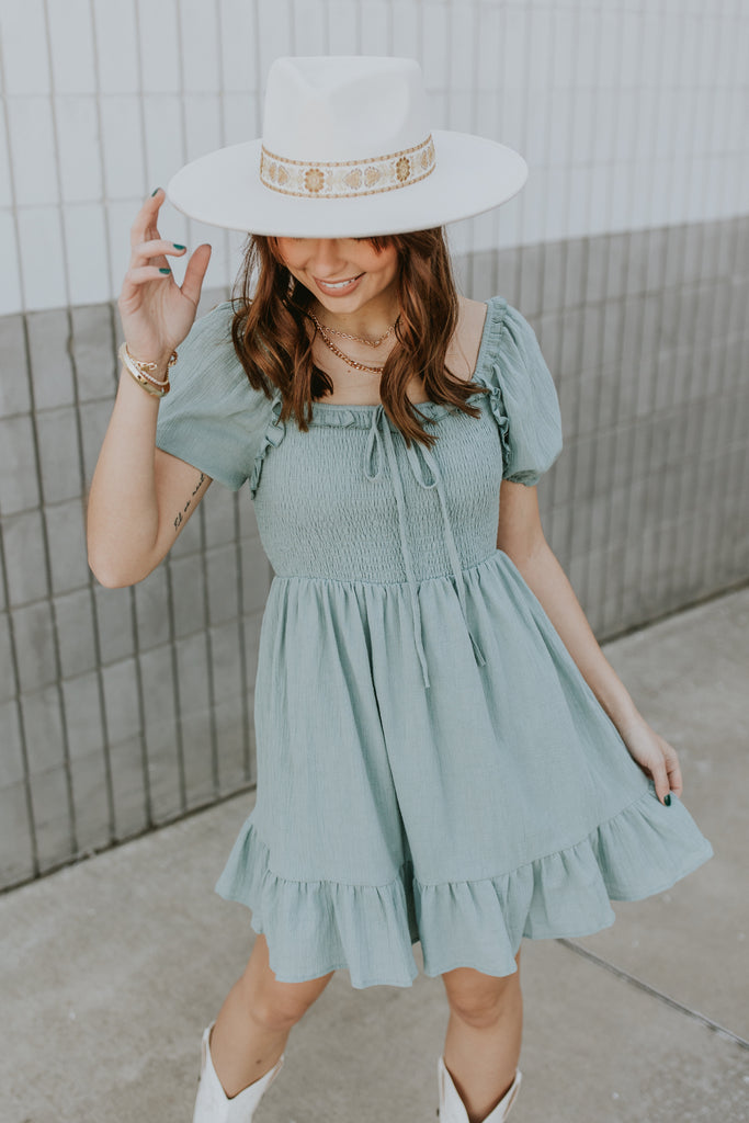 Destiny Smocked Mini Dress - BluePeppermint Boutique