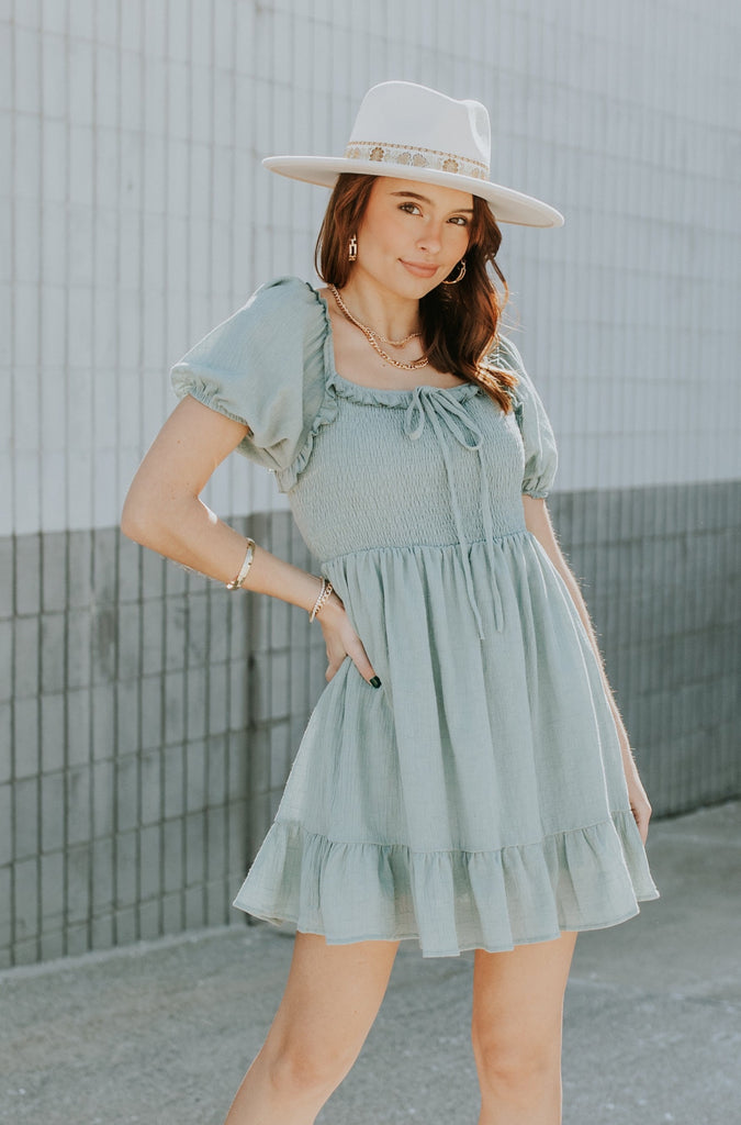 Destiny Smocked Mini Dress - BluePeppermint Boutique