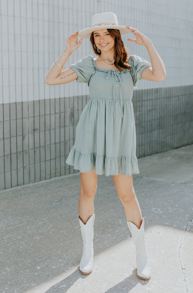 Destiny Smocked Mini Dress - BluePeppermint Boutique