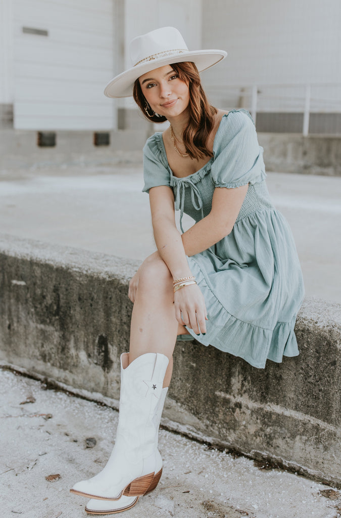 Destiny Smocked Mini Dress - BluePeppermint Boutique