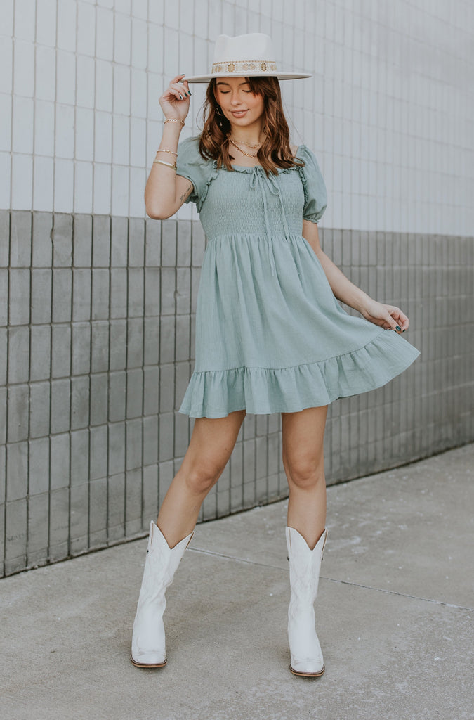 Destiny Smocked Mini Dress - BluePeppermint Boutique