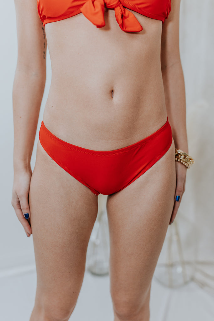 Kennedy Low-Rise Bikini Bottom Red - BluePeppermint Boutique