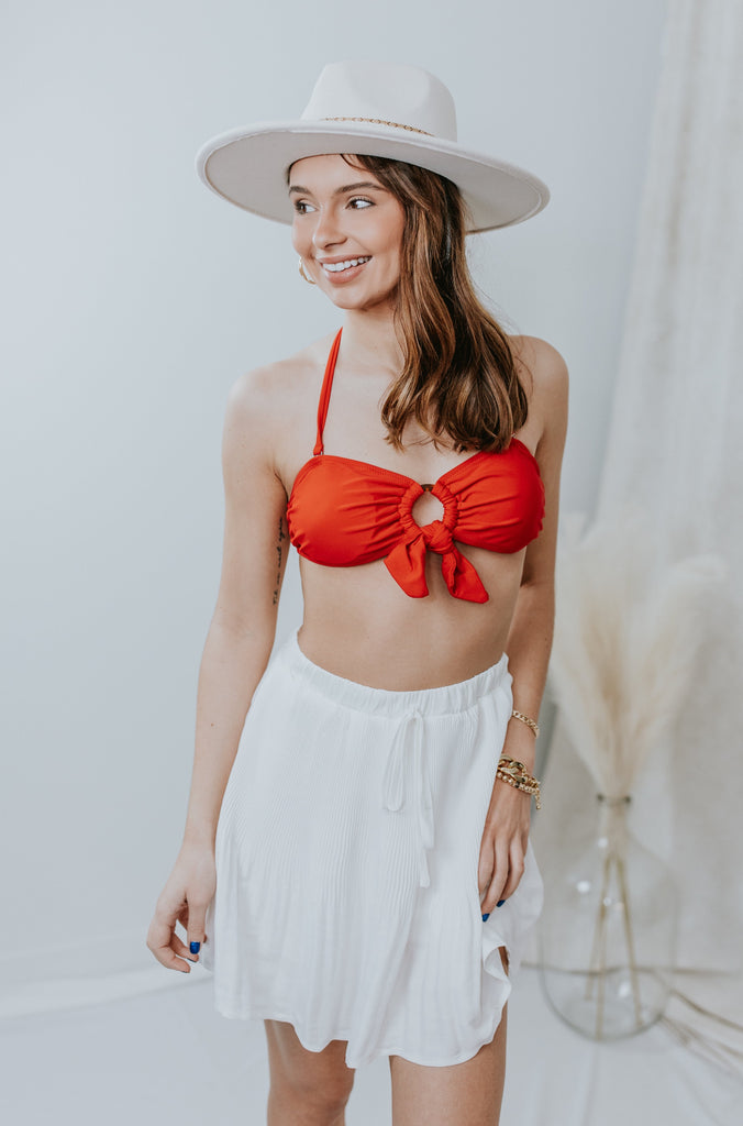 Robyn Circle Halter Bikini Top Red - BluePeppermint Boutique