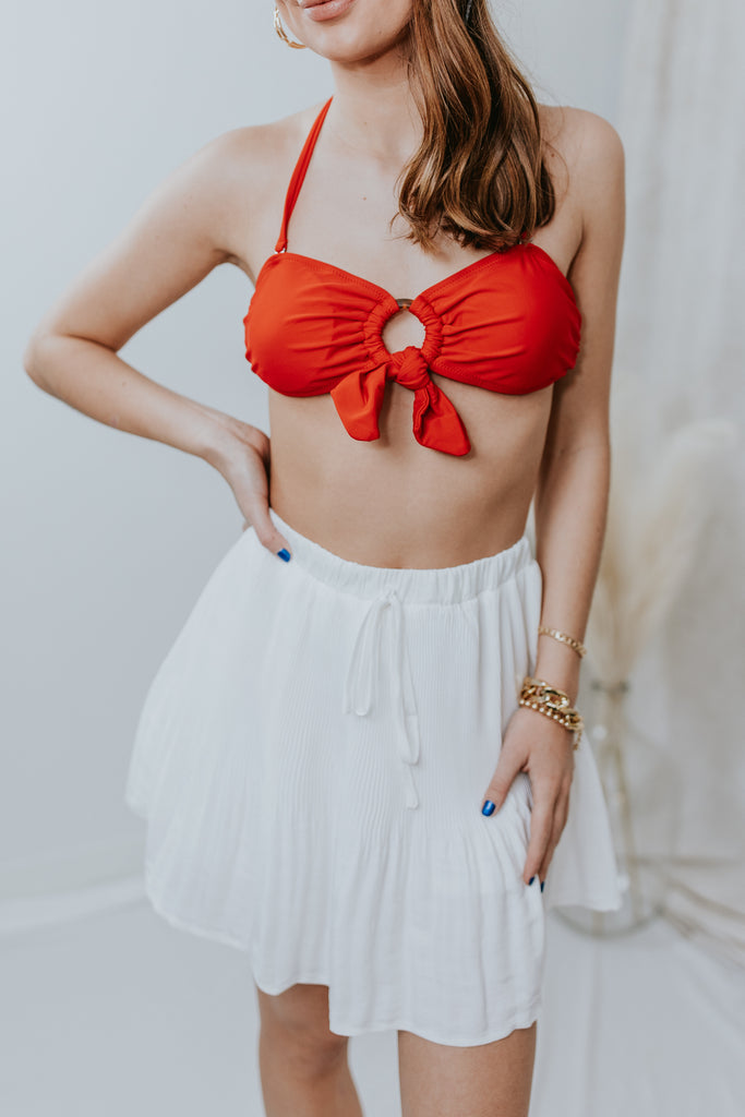 Robyn Circle Halter Bikini Top Red - BluePeppermint Boutique