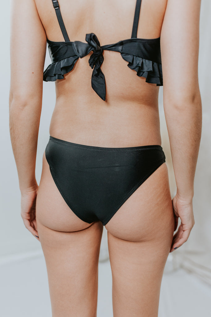 Kennedy Low-Rise Bikini Bottom Black - BluePeppermint Boutique