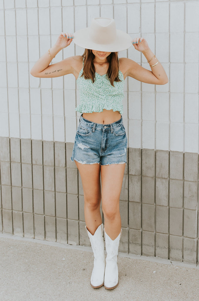 Bailey Ruched Cami Top Green - BluePeppermint Boutique