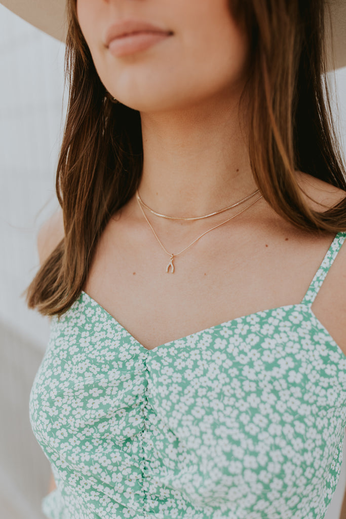 Liya Wishbone Charm Necklace - BluePeppermint Boutique