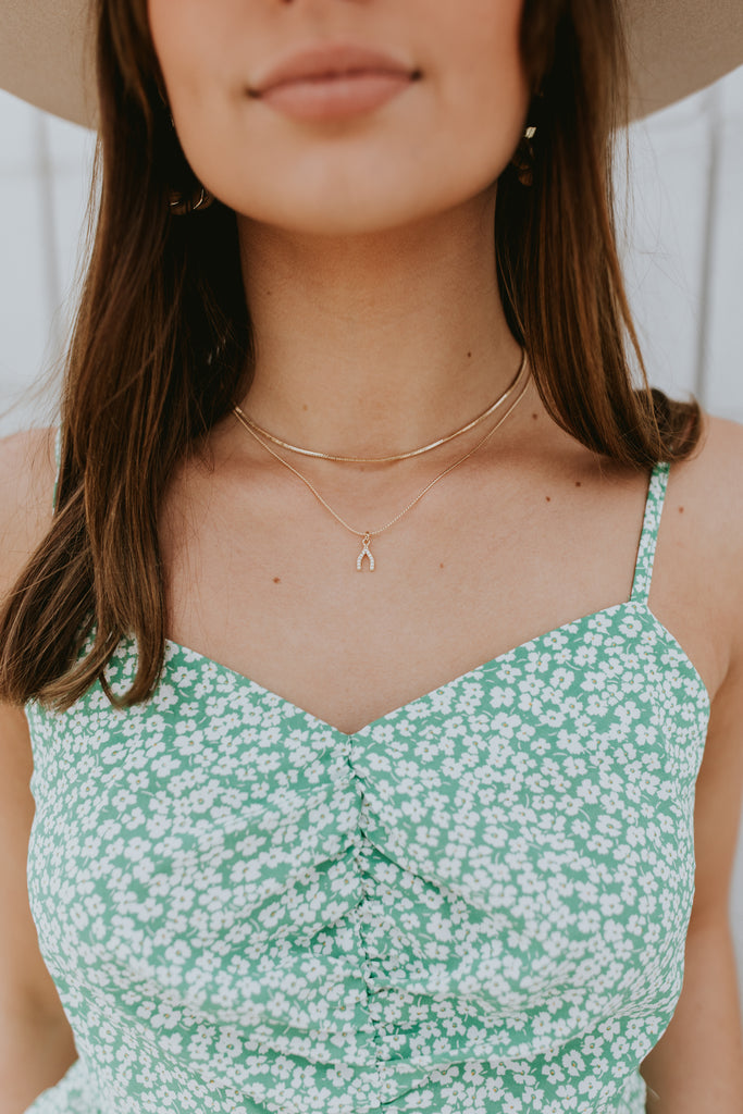 Liya Wishbone Charm Necklace - BluePeppermint Boutique