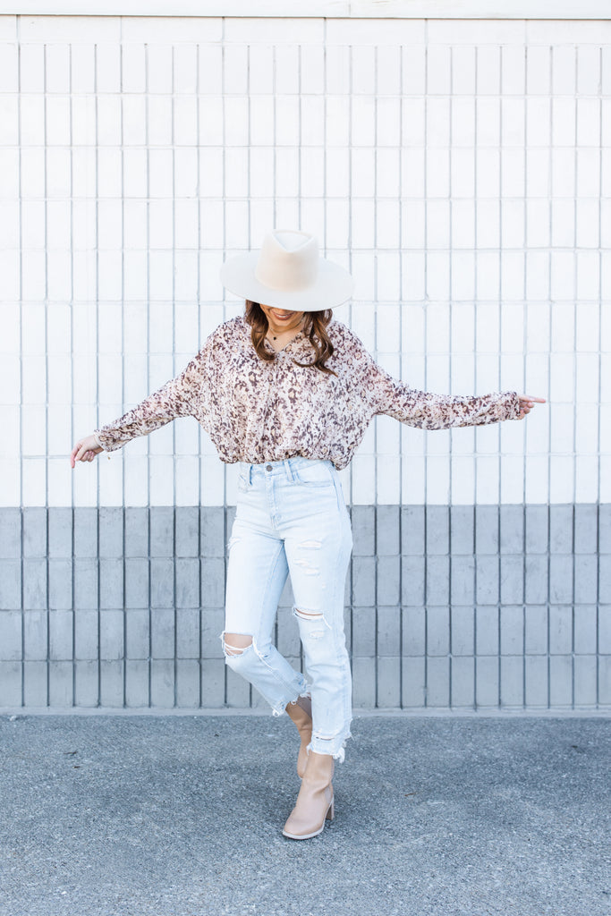 Alaina Sheer Abstract Bodysuit - BluePeppermint Boutique