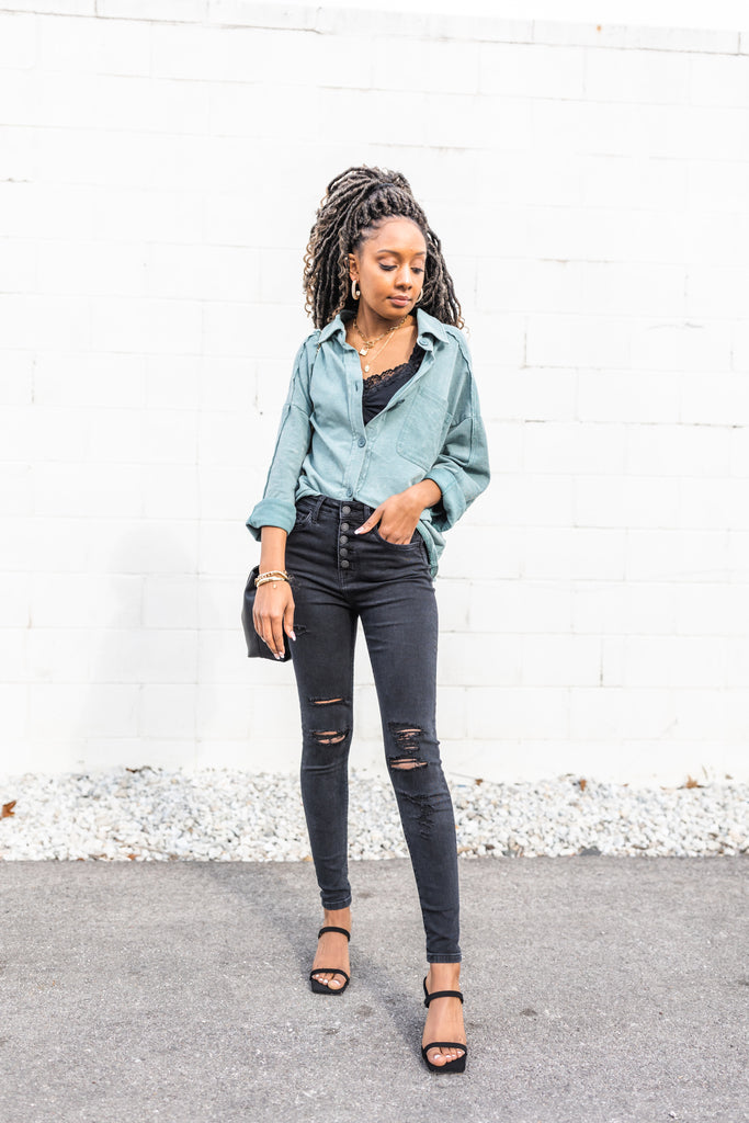 Scar High Rise Skinny Jeans - BluePeppermint Boutique