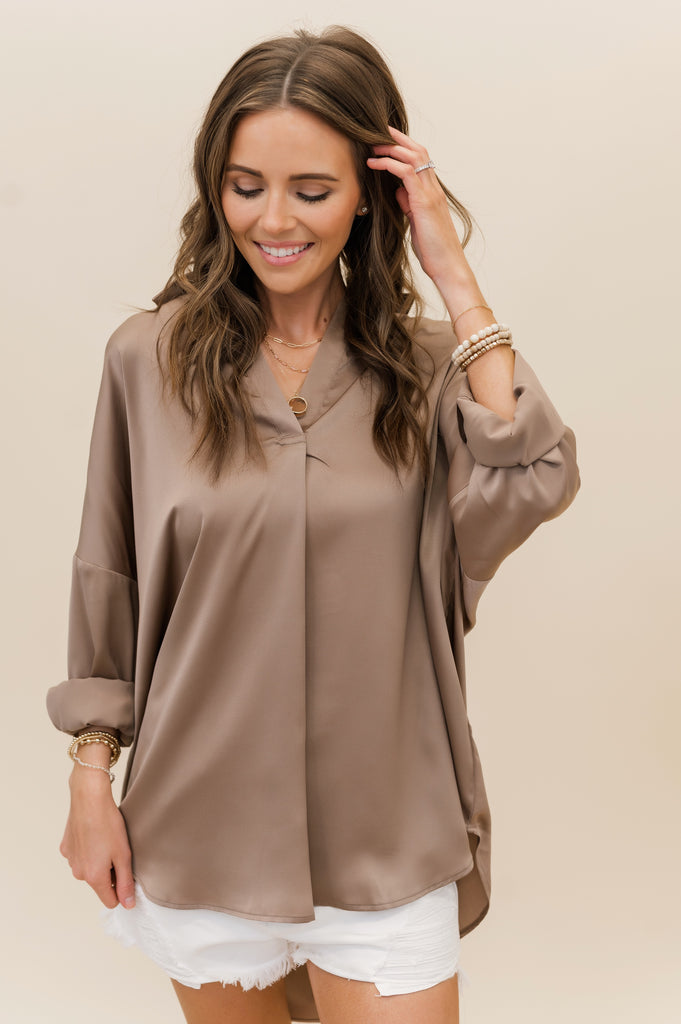 Brooklyne Long Sleeve Blouse Coco - BluePeppermint Boutique