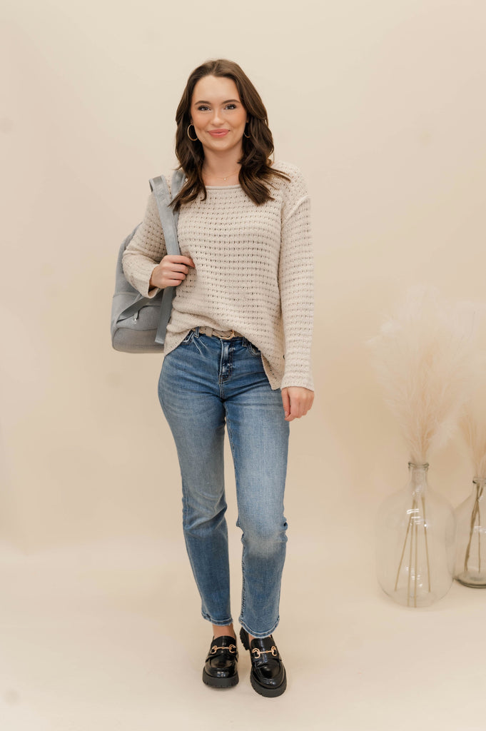 Venus Raw Edge Pointelle Top - BluePeppermint Boutique