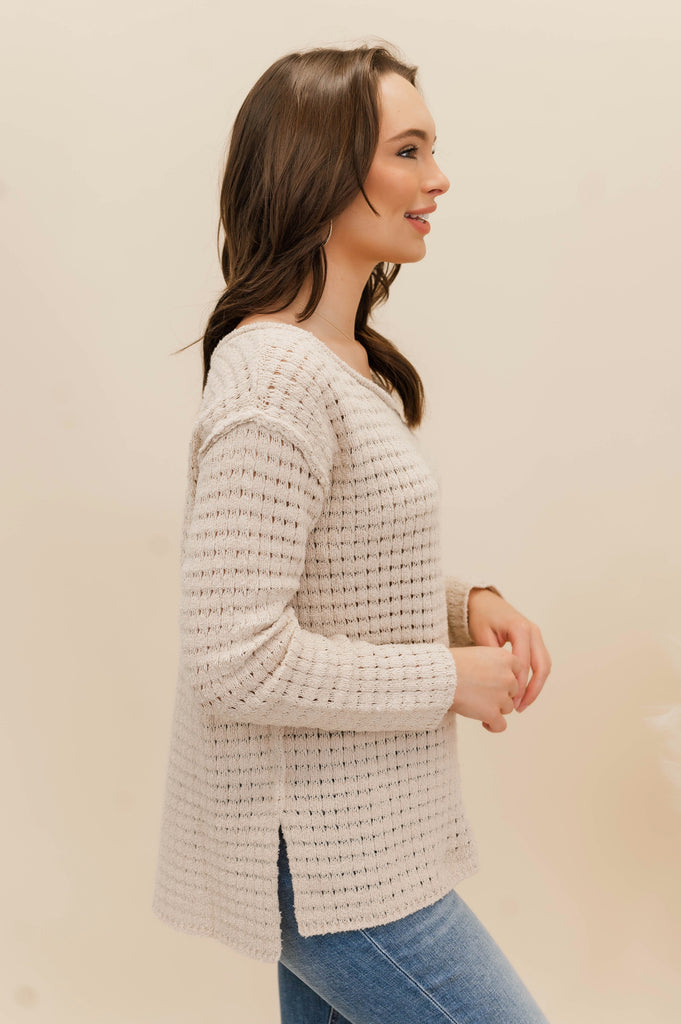 Venus Raw Edge Pointelle Top - BluePeppermint Boutique