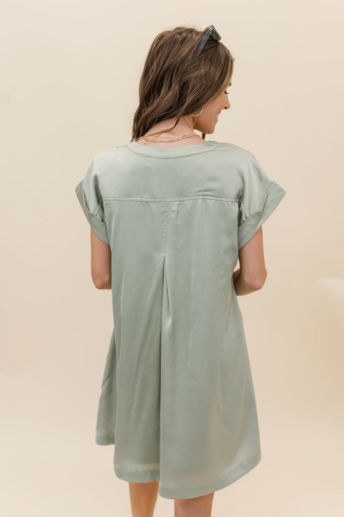Rachel Front Pleated Satin Dress - BluePeppermint Boutique
