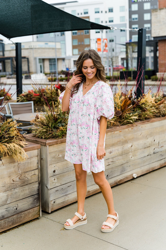 Sasha Pleated Floral Dress - BluePeppermint Boutique