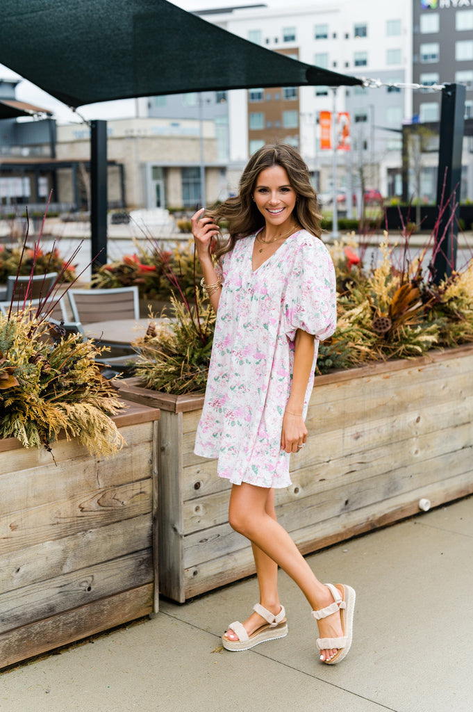 Sasha Pleated Floral Dress - BluePeppermint Boutique