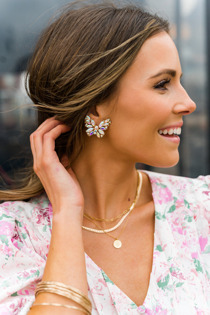 Butterfly Cluster Stone Earrings - BluePeppermint Boutique