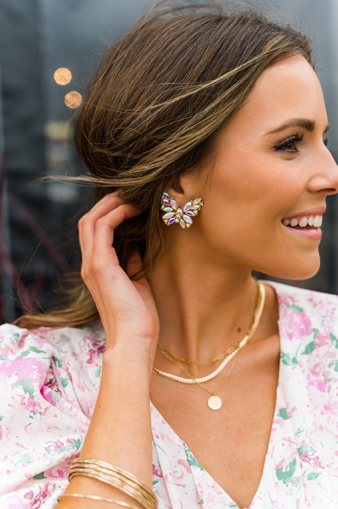 Butterfly Cluster Stone Earrings - BluePeppermint Boutique
