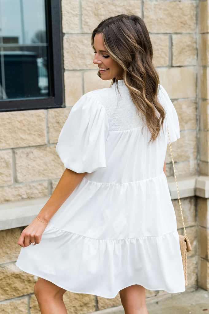 Georgia Mock Neck Babydoll Dress - BluePeppermint Boutique