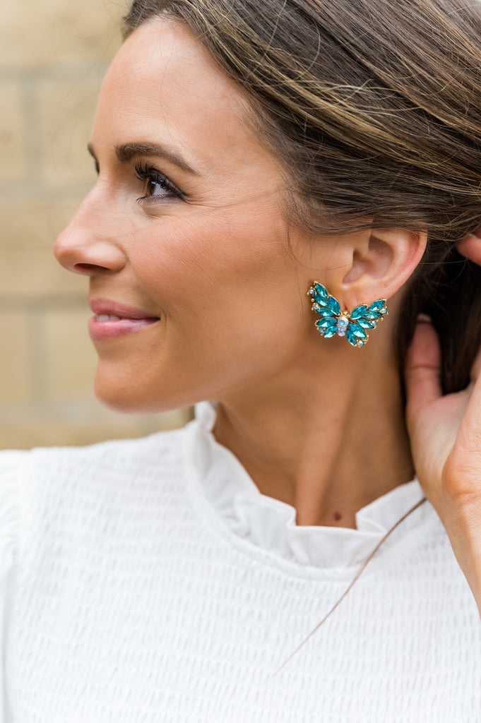 Butterfly Cluster Stone Earrings - BluePeppermint Boutique