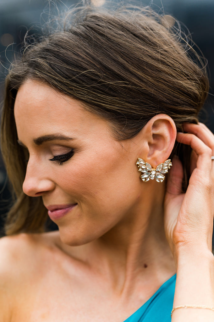 Butterfly Cluster Stone Earrings - BluePeppermint Boutique