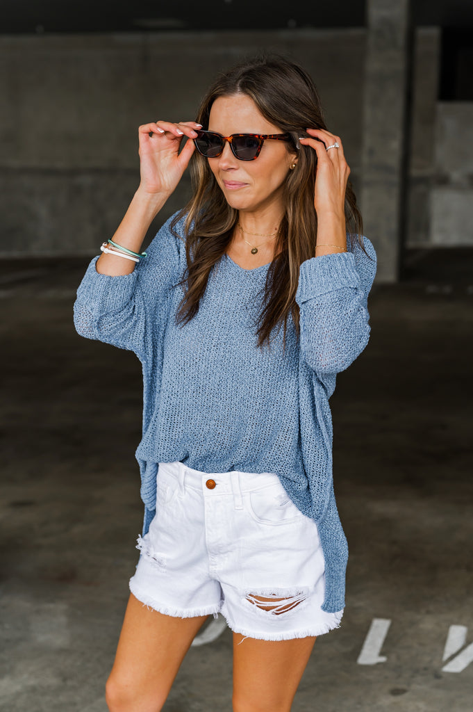 Kathleen Chic Knit V-Neck Sweater - BluePeppermint Boutique