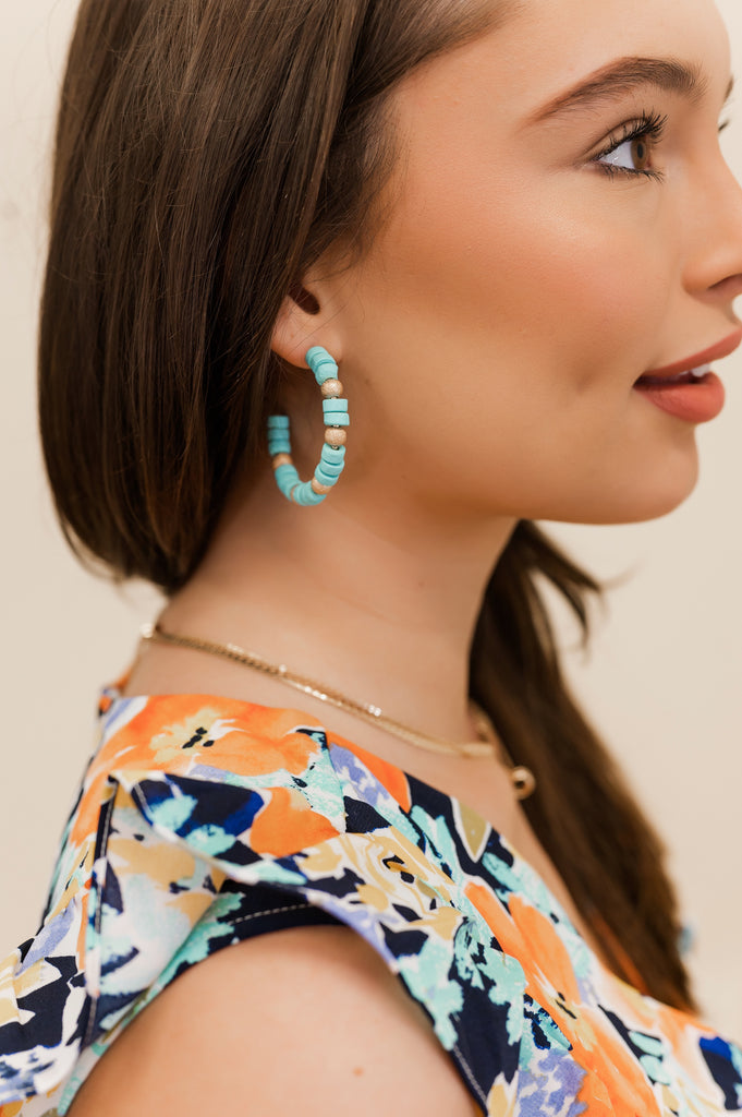 Island Girl Beaded Hoops - BluePeppermint Boutique