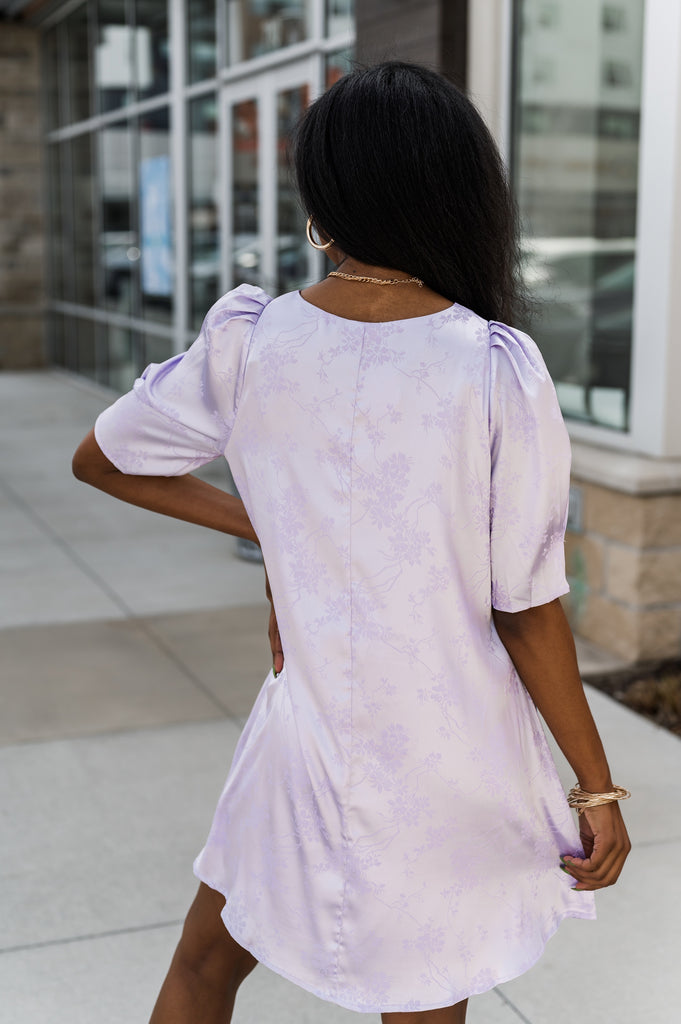 Nyla Burnout Silk Dress Lavender - BluePeppermint Boutique