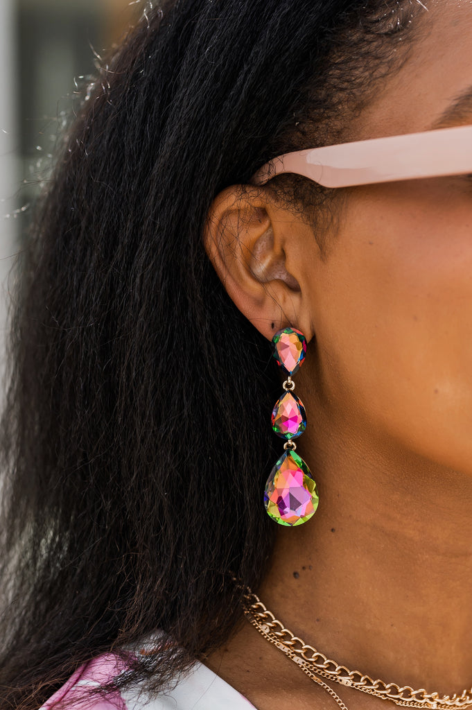 Eve Triple Crystal Teardrop Earrings - BluePeppermint Boutique