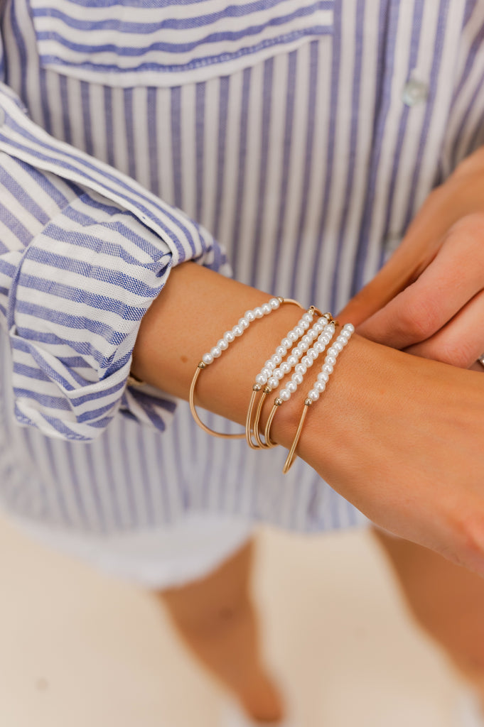 Pearl Stacked Bracelet Set - BluePeppermint Boutique