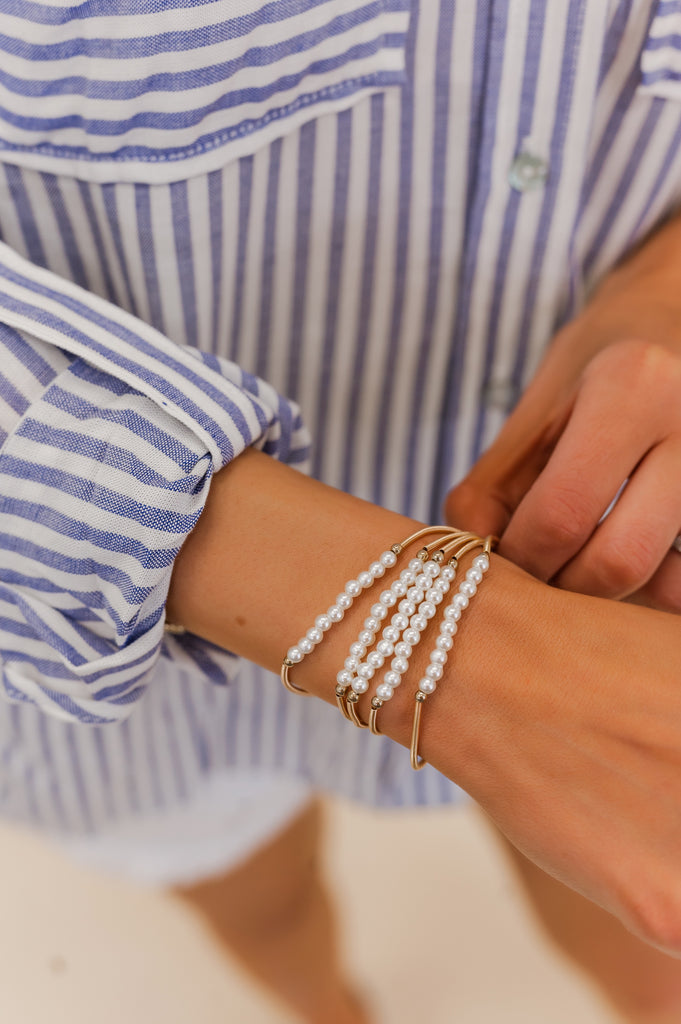 Pearl Stacked Bracelet Set - BluePeppermint Boutique