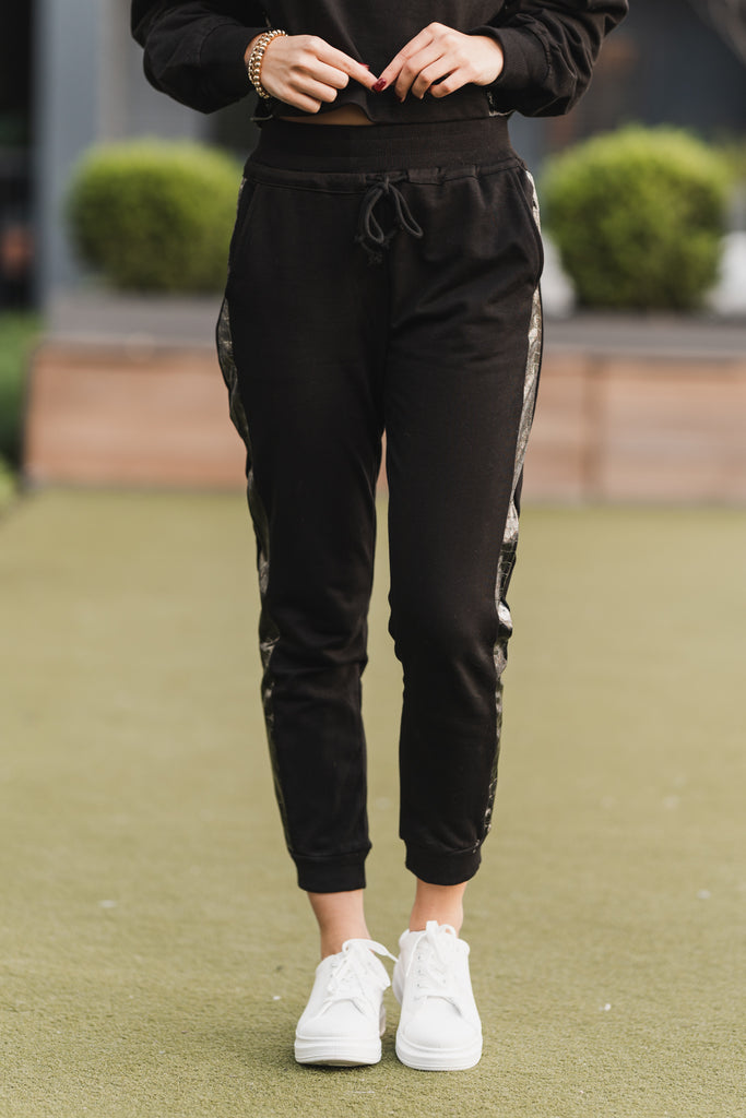 Miranda French Terry Leather Jogger - BluePeppermint Boutique