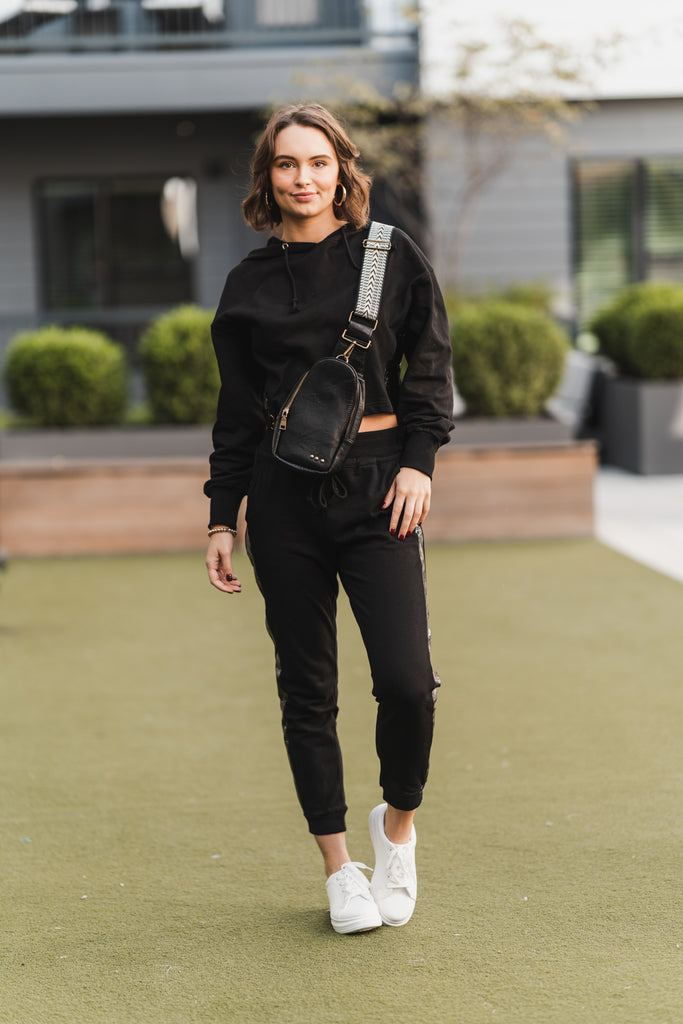 Miranda French Terry Leather Jogger - BluePeppermint Boutique