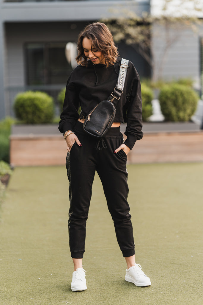 Miranda French Terry Leather Jogger - BluePeppermint Boutique