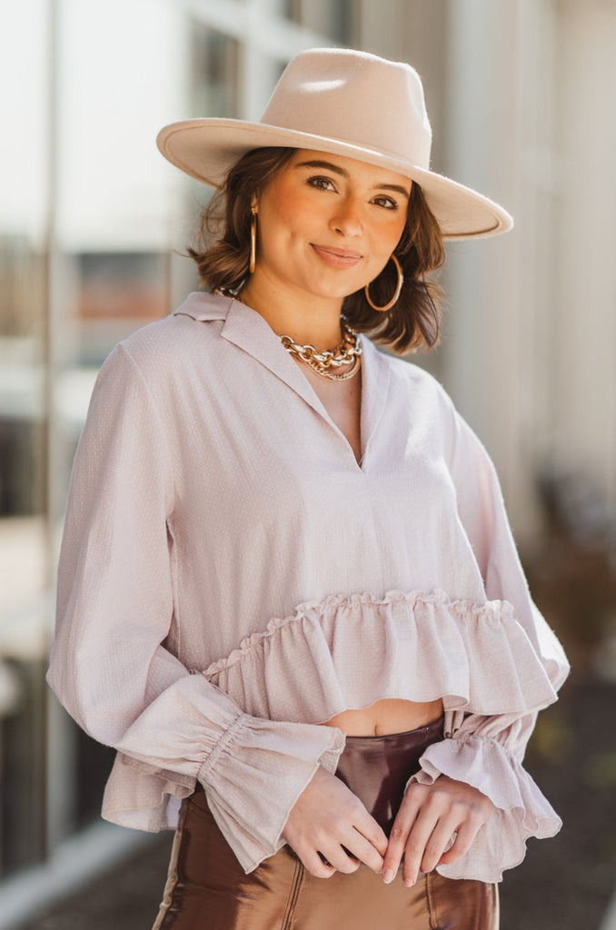 Amina Poet Sleeve Crop Top - BluePeppermint Boutique