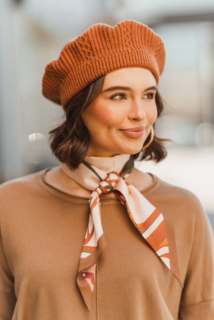 Cable Knit Beret Hat - BluePeppermint Boutique