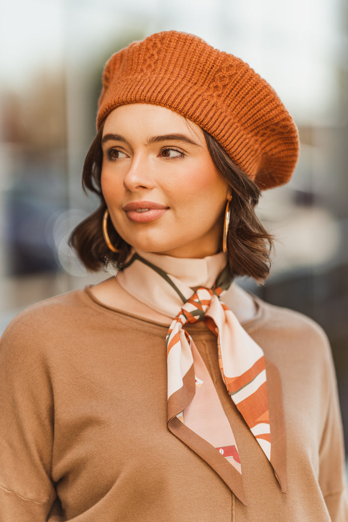 Cable Knit Beret Hat - BluePeppermint Boutique