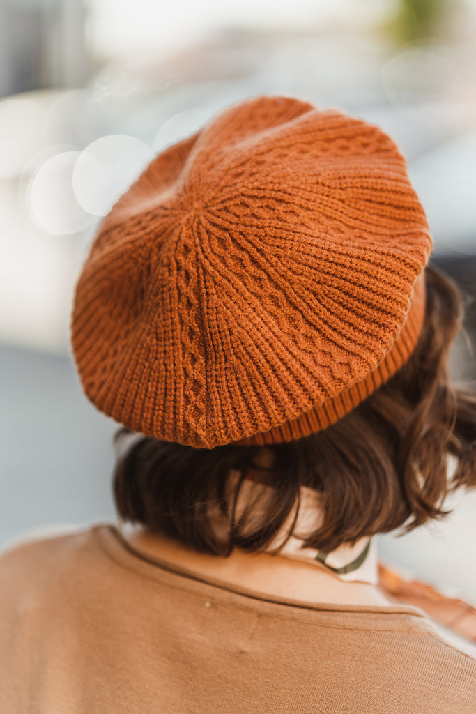 Cable Knit Beret Hat - BluePeppermint Boutique