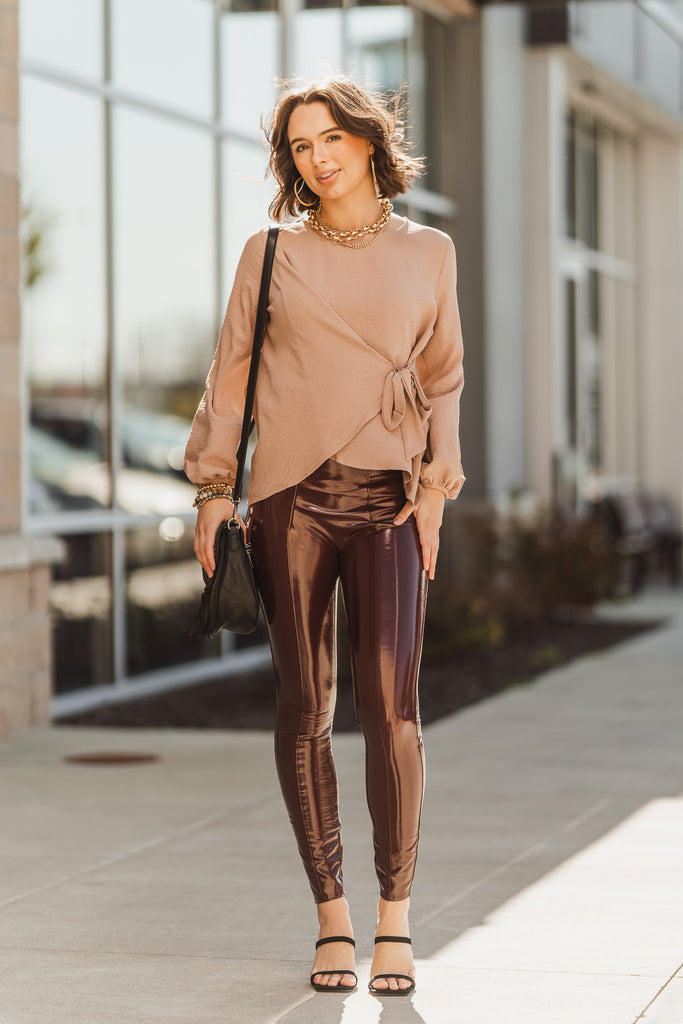 Spanx Faux Patent Leather Leggings - Ruby - BluePeppermint Boutique