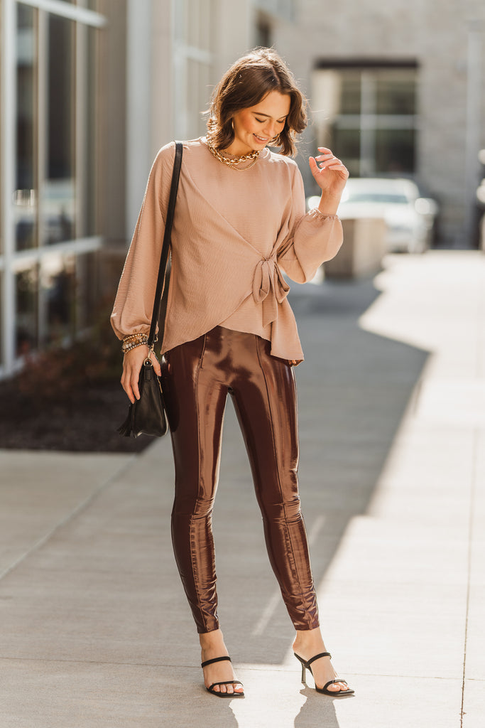 Spanx Faux Patent Leather Leggings - Ruby - BluePeppermint Boutique
