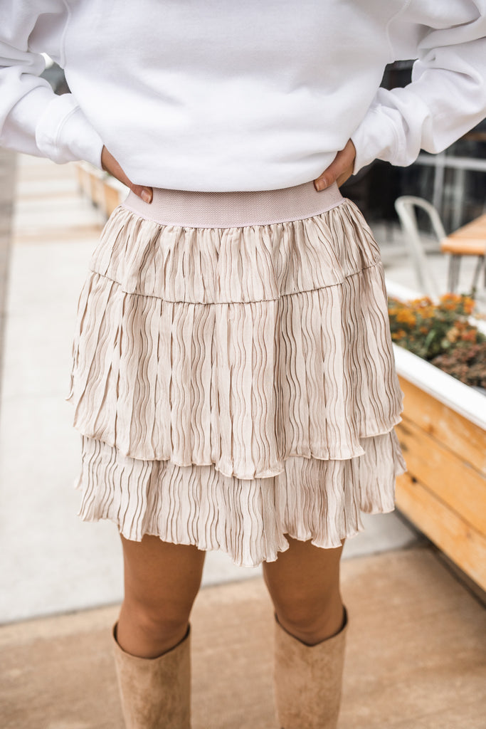 Sonya Satin Tiered Skirt - BluePeppermint Boutique
