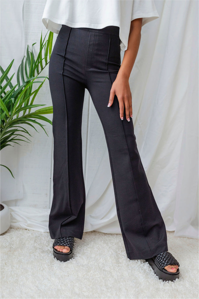 Spanx Hi-Rise Flare In Ponte-Classic Black - BluePeppermint Boutique