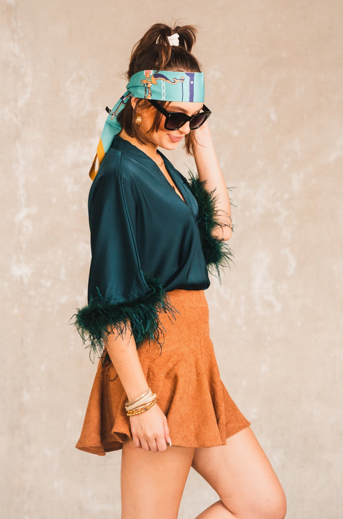Drew Flared Corduroy Skort Camel - BluePeppermint Boutique