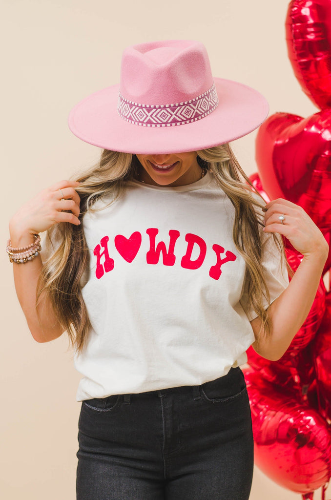 Howdy Mineral Washed Graphic Tee - Cream - BluePeppermint Boutique