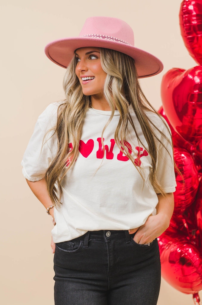 Howdy Mineral Washed Graphic Tee - Cream - BluePeppermint Boutique