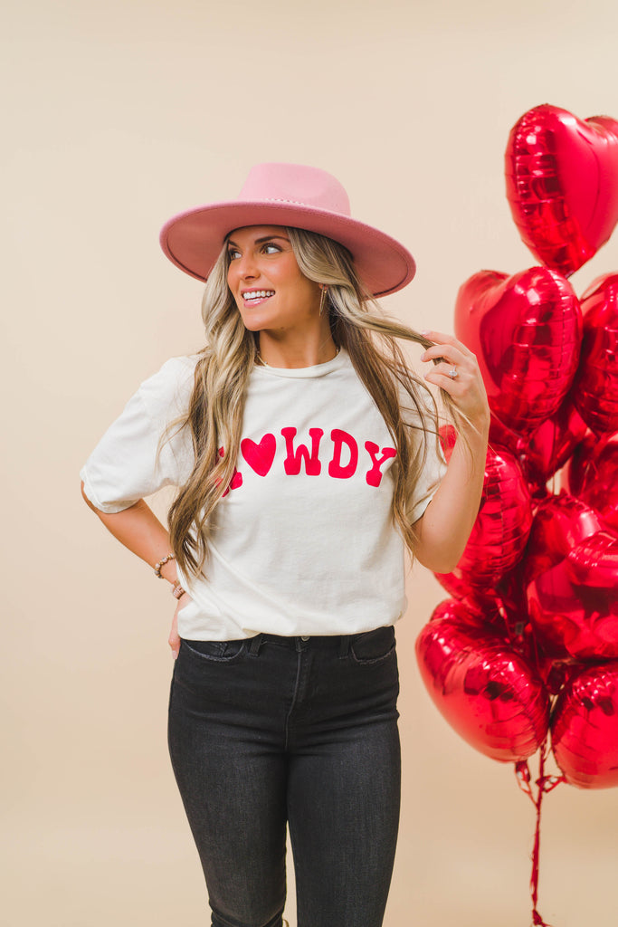 Howdy Mineral Washed Graphic Tee - Cream - BluePeppermint Boutique