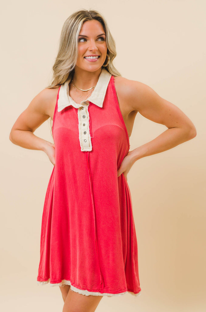 Remedy Sleeveless Raw Dress Peach - BluePeppermint Boutique