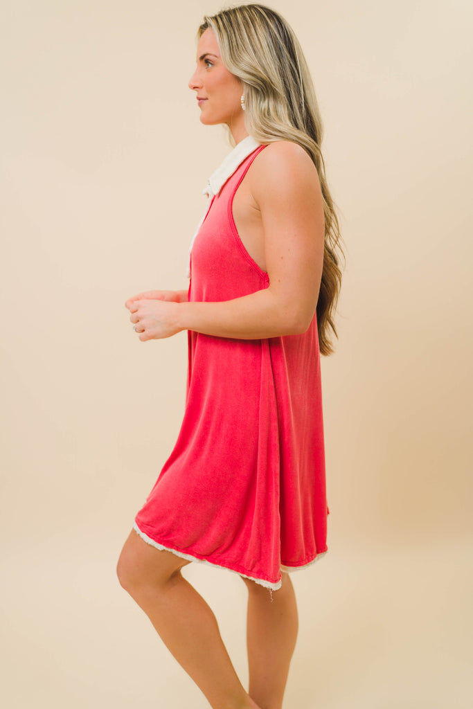 Remedy Sleeveless Raw Dress Peach - BluePeppermint Boutique